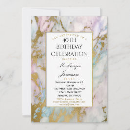 Elegant Rosa Blue Guld Marble Birthday bjudande Inbjudningar