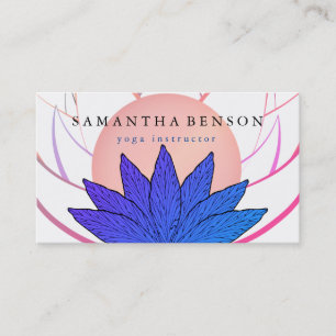 Elegant Rosa & Blue Lotus Flower Logotyp Yoga Visitkort