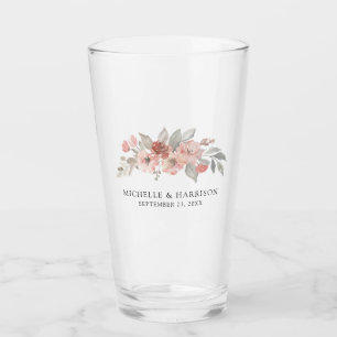 Elegant Rosa Blush Blommig Akvarell Bröllop Glaskopp