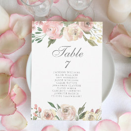 Elegant Rosa Blush Blommig Bröllopsbordskort Inbjudningar