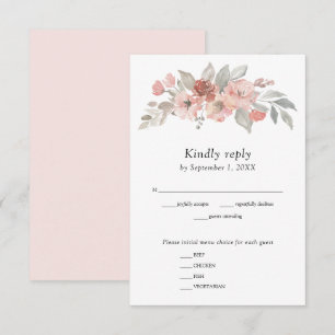 Elegant Rosa Blush Floral Watercolor Bröllop OSA Kort