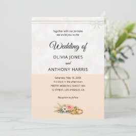 Elegant Rosa Blush Rustik Blommig Romantisk Bröllo Inbjudningar