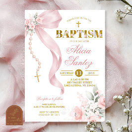 Elegant Rosa Blushbåge Coquette Rosenkrans Dop Inb Inbjudningar