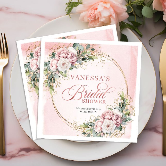 Elegant rosa bohemisk eukalyptus bröllopsdusch pappersservett (Refined blush pink boho eucalyptus bridal shower napkins

)