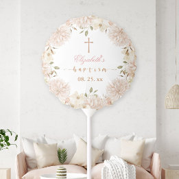 Elegant Rosa Boho Blommigt Baptism Balloon