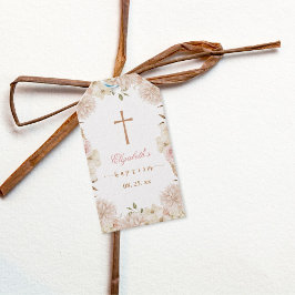 Elegant Rosa Boho Blommigt Baptism Gift Märkre Presentetikett
