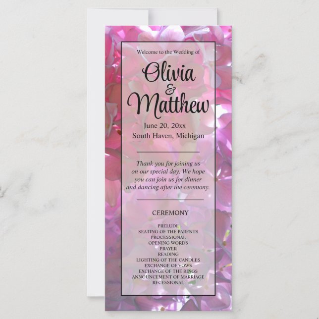 Elegant rosa boho blommigts blommor hydrangeas (Framsida)