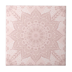 Elegant Rosa Boho Mandala Kakelplatta