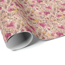 Elegant Rosa Botanisk Blommönster Presentpapper