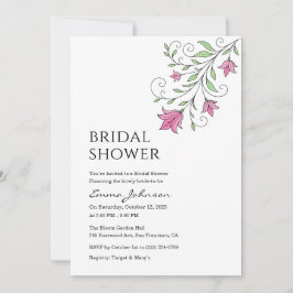 Elegant Rosa Botaniskt Inbjudningskort för möhippa