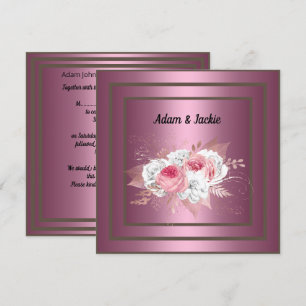 ELEGANT  ROSA BOUQUET WEDING-INBJUDANDE INBJUDNINGAR