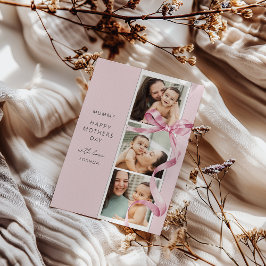 Elegant Rosa Bow 3 Photo Mors dag Card Julkort
