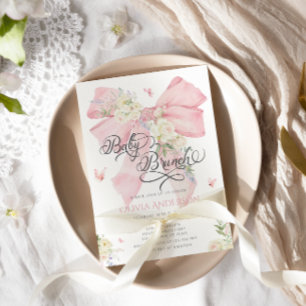 Elegant Rosa Bow Baby Brunch Baby Shower Inbjudningar