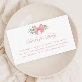 Elegant Rosa Bow Baby Shower Bokar för Baby Tilläggskort
