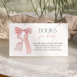 Elegant Rosa Bow Baby Shower Bokar för Baby Tilläggskort