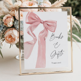 Elegant Rosa Bow Baby Shower Bokar och presenter Poster