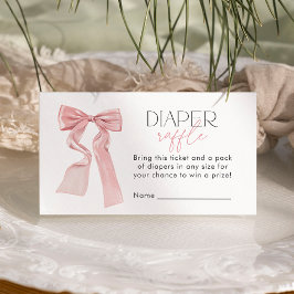 Elegant Rosa Bow Baby Shower Diaper Raffle biljett Tilläggskort