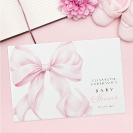 Elegant Rosa Bow Baby Shower Gästböcker