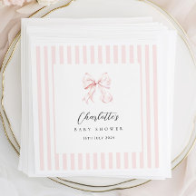Elegant Rosa Bow Baby Shower Pappersservett