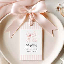 Elegant Rosa Bow Baby Shower Presentetikett