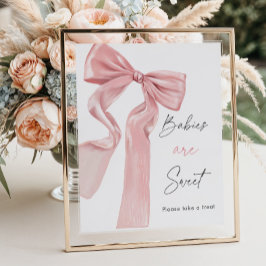 Elegant Rosa Bow Baby Shower Spädbarn är Sweet Poster