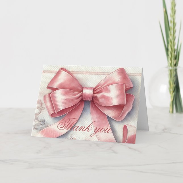 Elegant Rosa Bow Coquette Baby Shower Tack (Framsida)