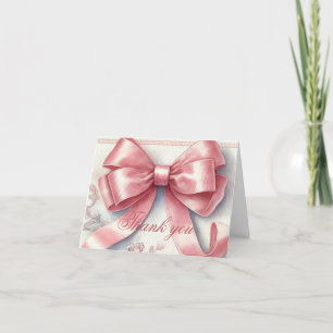 Elegant Rosa Bow Coquette Baby Shower Tack Kort