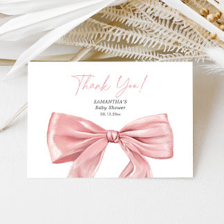Elegant Rosa Bow Coquette Baby Shower Tack Kort