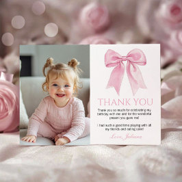 Elegant Rosa Bow Coquette Birthday Photo Tack Kort