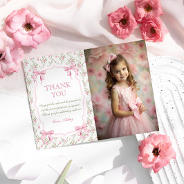 Elegant Rosa Bow Coquette Birthday Tack Kort