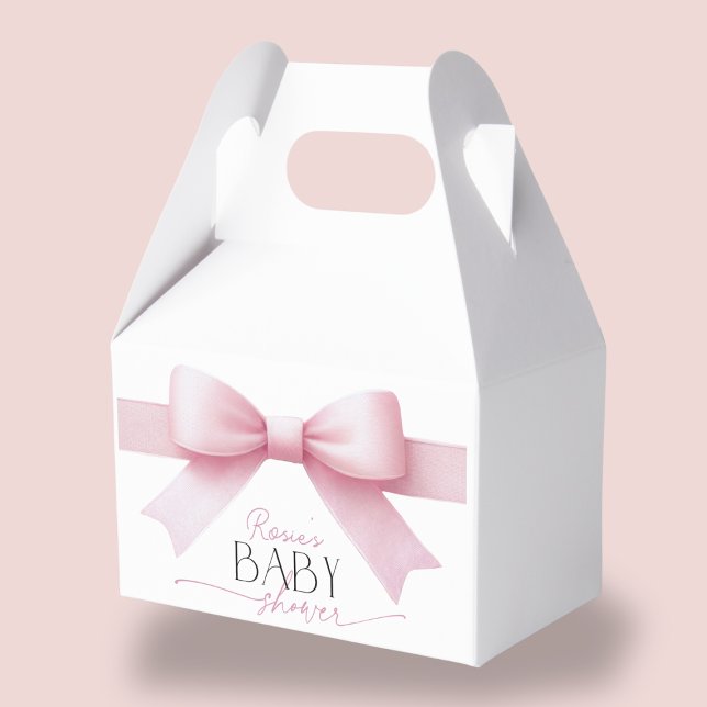 Elegant Rosa Bow Coquette Girl Baby Shower Presentaskar (Elegant Pink Bow Coquette Girl Baby Shower Favor Boxes)