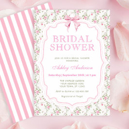 Elegant Rosa Bow Coquette Inbjudningskort för möhi