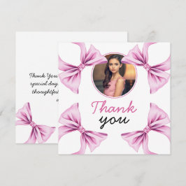 Elegant Rosa Bow Coquette Photo Sweet 16 Birthday Tack Kort