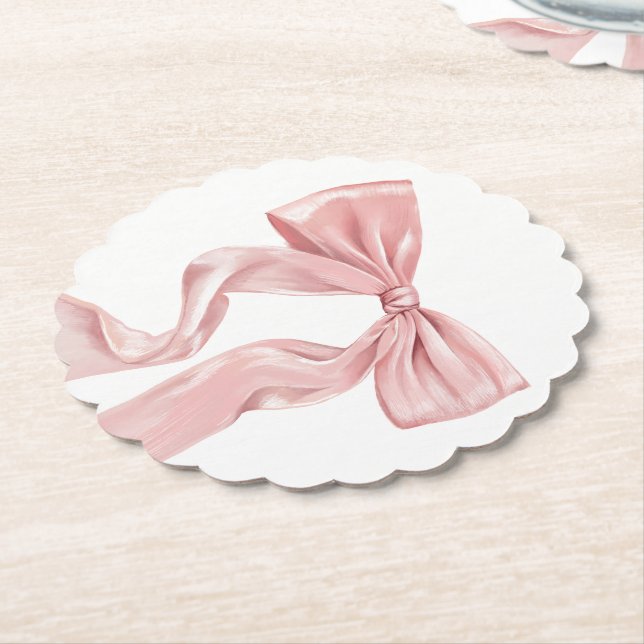 Elegant Rosa Bow Coquette Underlägg Papper (Vinklad)