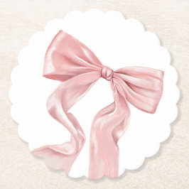 Elegant Rosa Bow Coquette Underlägg Papper