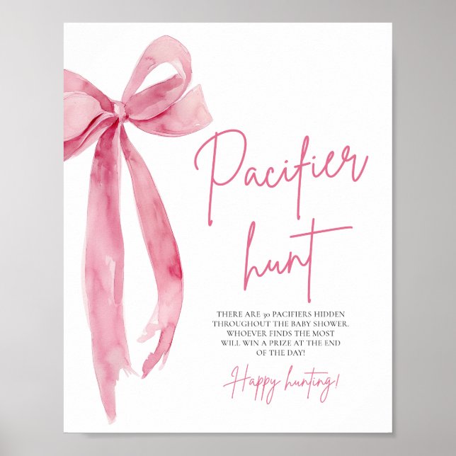 Elegant  Rosa Bow Cute Nappar Hunt Game Poster (Framsidan)