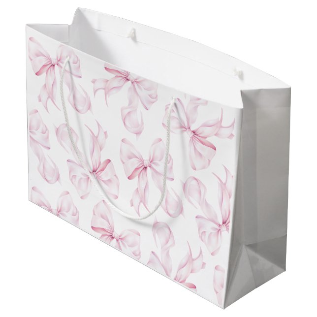 Elegant Rosa Bow Gift Bag (Baksidan Vinklad)