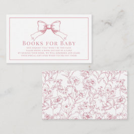 Elegant Rosa Bow Girl Baby Shower Bok Request Tilläggskort
