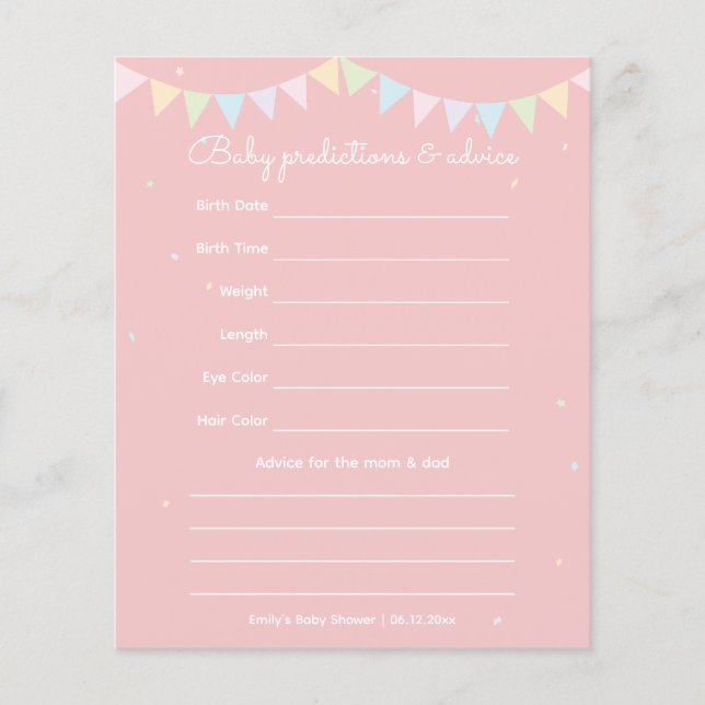 Elegant Rosa Bow Girl Baby Shower Game (Framsida)