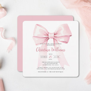 Elegant Rosa Bow Girl Baby Shower-inbjudan Inbjudningar