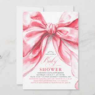Elegant Rosa Bow Girl Baby Shower Inbjudningar