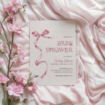 Elegant Rosa Bow Girl Baby Shower