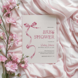 Elegant Rosa Bow Girl Baby Shower Inbjudningar