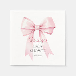 Elegant Rosa Bow Girl Baby Shower Pappersservett