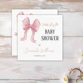 Elegant Rosa Bow Girl Baby Shower Pappersservett