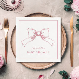 Elegant Rosa Bow Girl Baby Shower Pappersservett