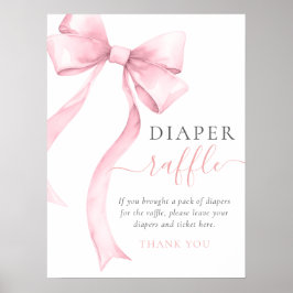 Elegant Rosa Bow Girl Baby Shower Raffle Poster