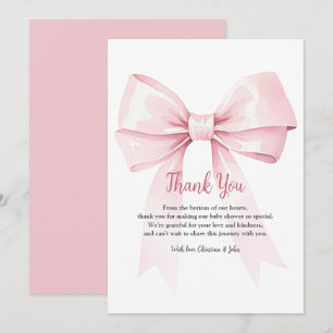 Elegant Rosa Bow Girl Baby Shower Tack för ditt ko Kort