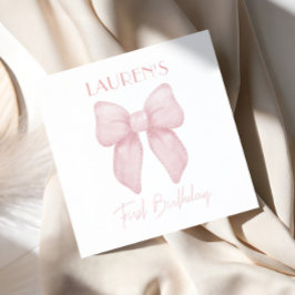 Elegant Rosa Bow Girl First Birthday Pappersservett