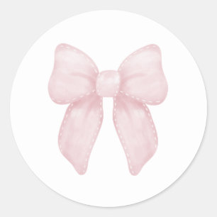 Elegant Rosa Bow Girl First Birthday Runt Klistermärke